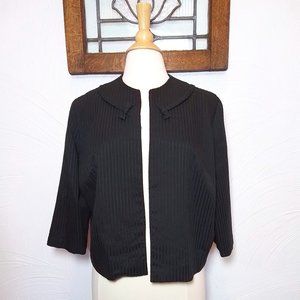 Vintage Black Jacket Women's Cropped Open Front Melrose Fashion size L